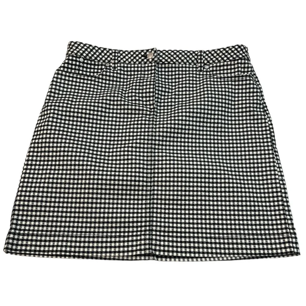Talbots Gingham Pencil Skirt Black and White 14 Petite - Picture 1 of 7
